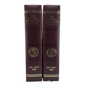 National Geographic Magazine Slipcase Binders 1986 Burgundy Good Vintage Set